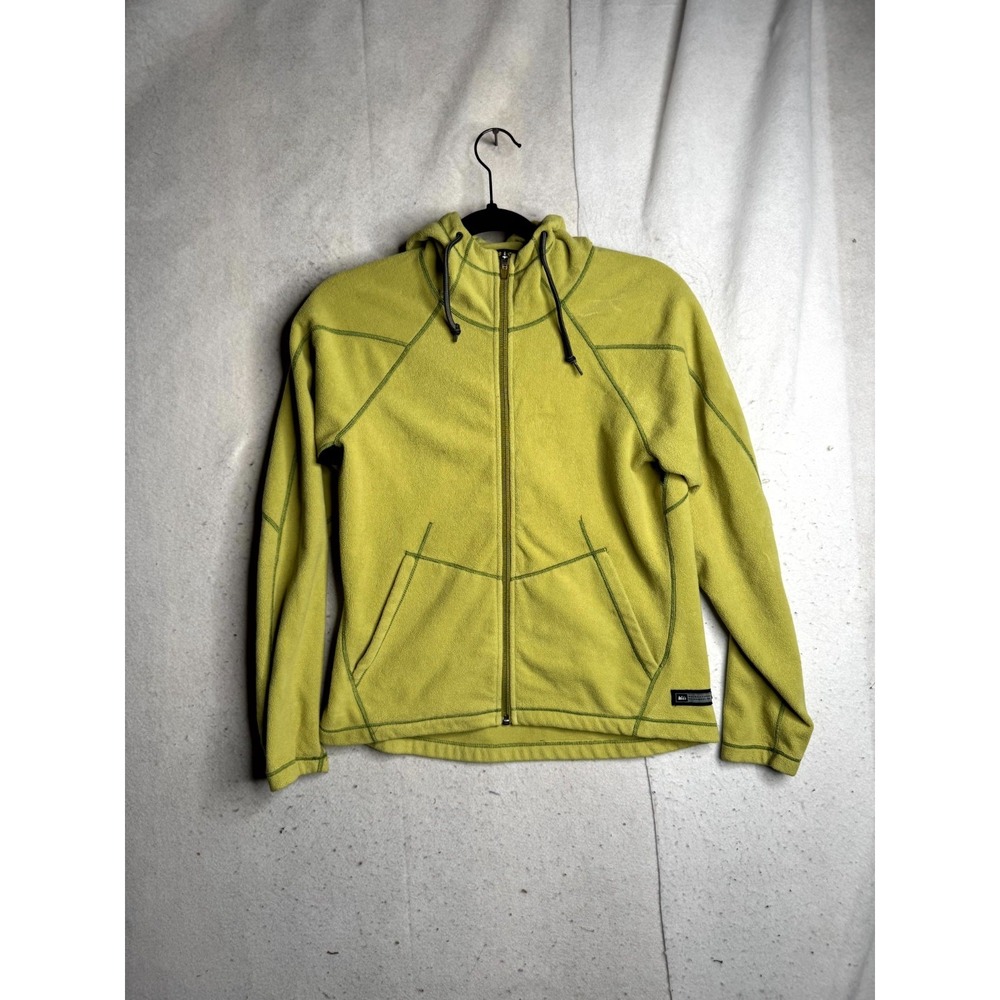 REI Fleece Jacket Womens Small Green Hooded Cozy Warm Outerwear Winter Full Zip